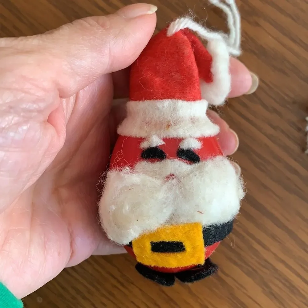 2‎ Kitschy Vtg handmade Santa Claus Christmas tree ornaments